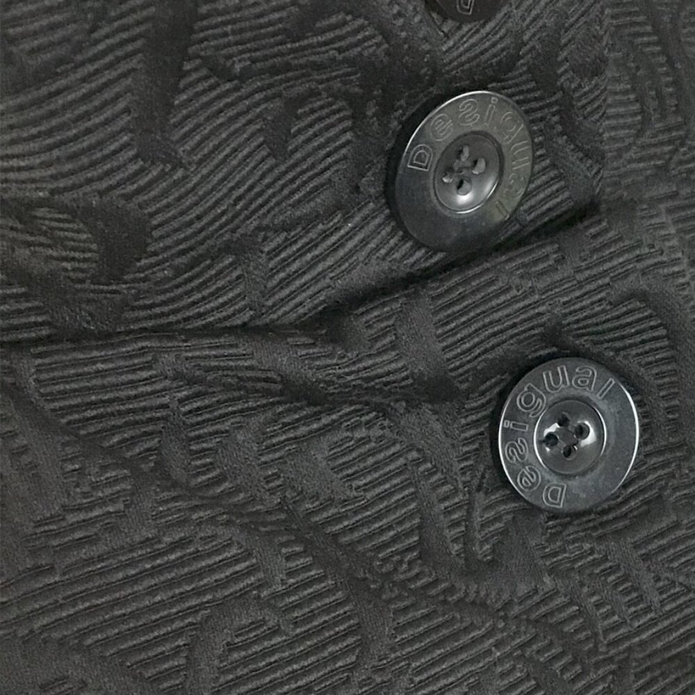 DESIGUAL Long Sleeve Brocade Patterned Collar Button-Down Coat - Picture 4 of 13